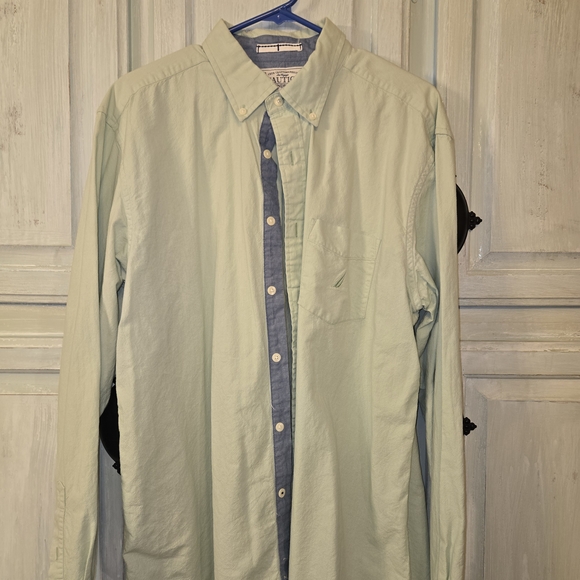 Nautica Men's Large Green Cotton Oxford Cloth Long Sleeve - Picture 1 of 6